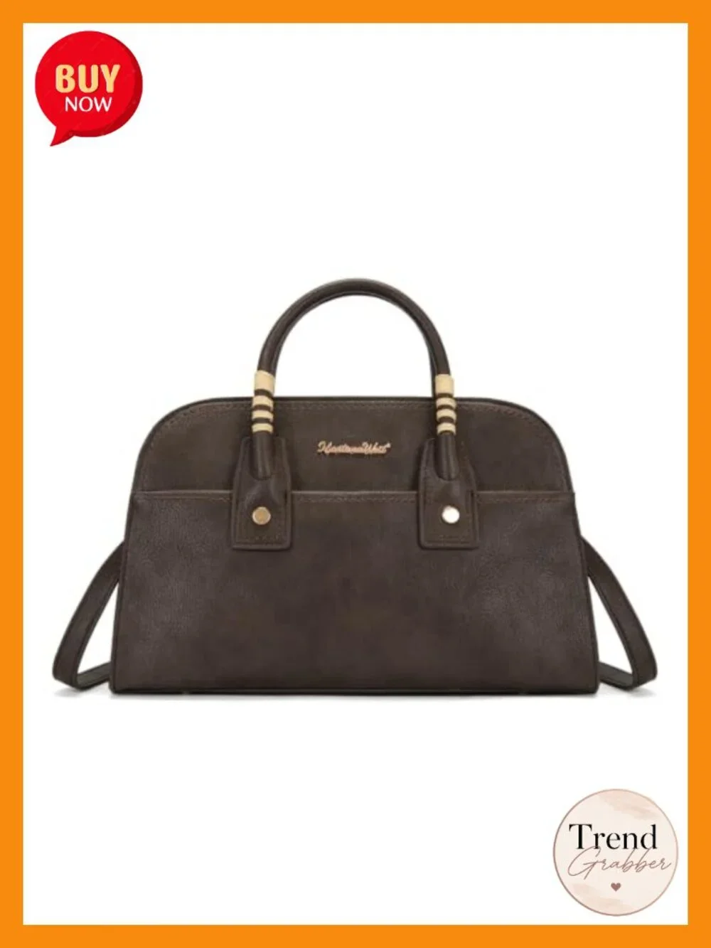 Structured Satchel Bag for Women, Top Handle Crossbody Purse, Faux Leather, 3